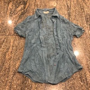 Guess Crochet Short Sleeve Button Down